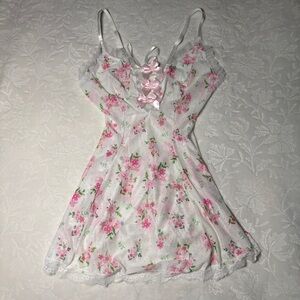 Floral Pink & Lace Babydoll Lingerie